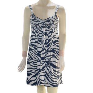 ND NEW DIRECTION Women's Dress B&W Zebra Print Empire Waist Tufted Flowy Size 4